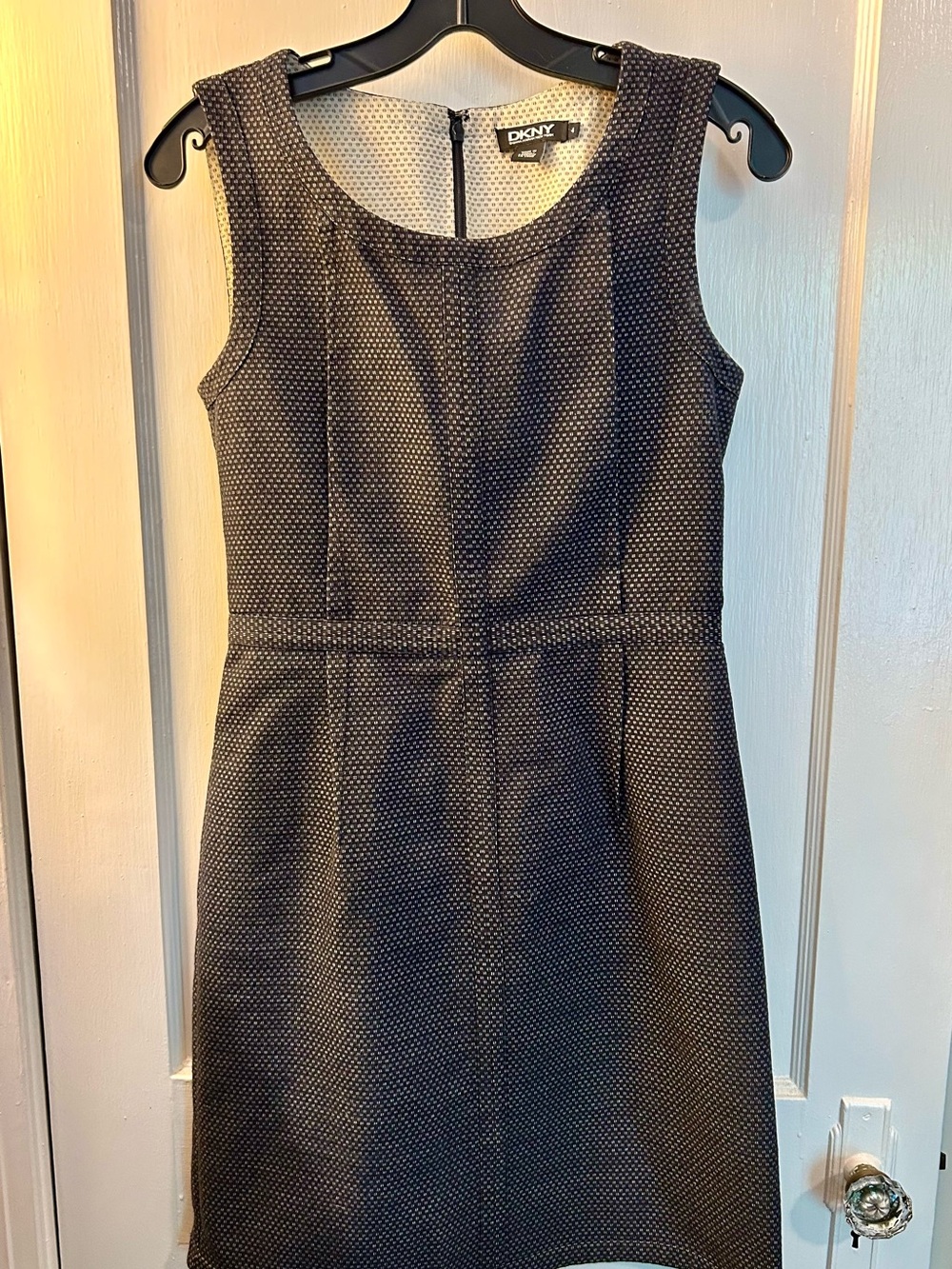 DKNY Charcoal/Black Textured Sleeveless  Dress